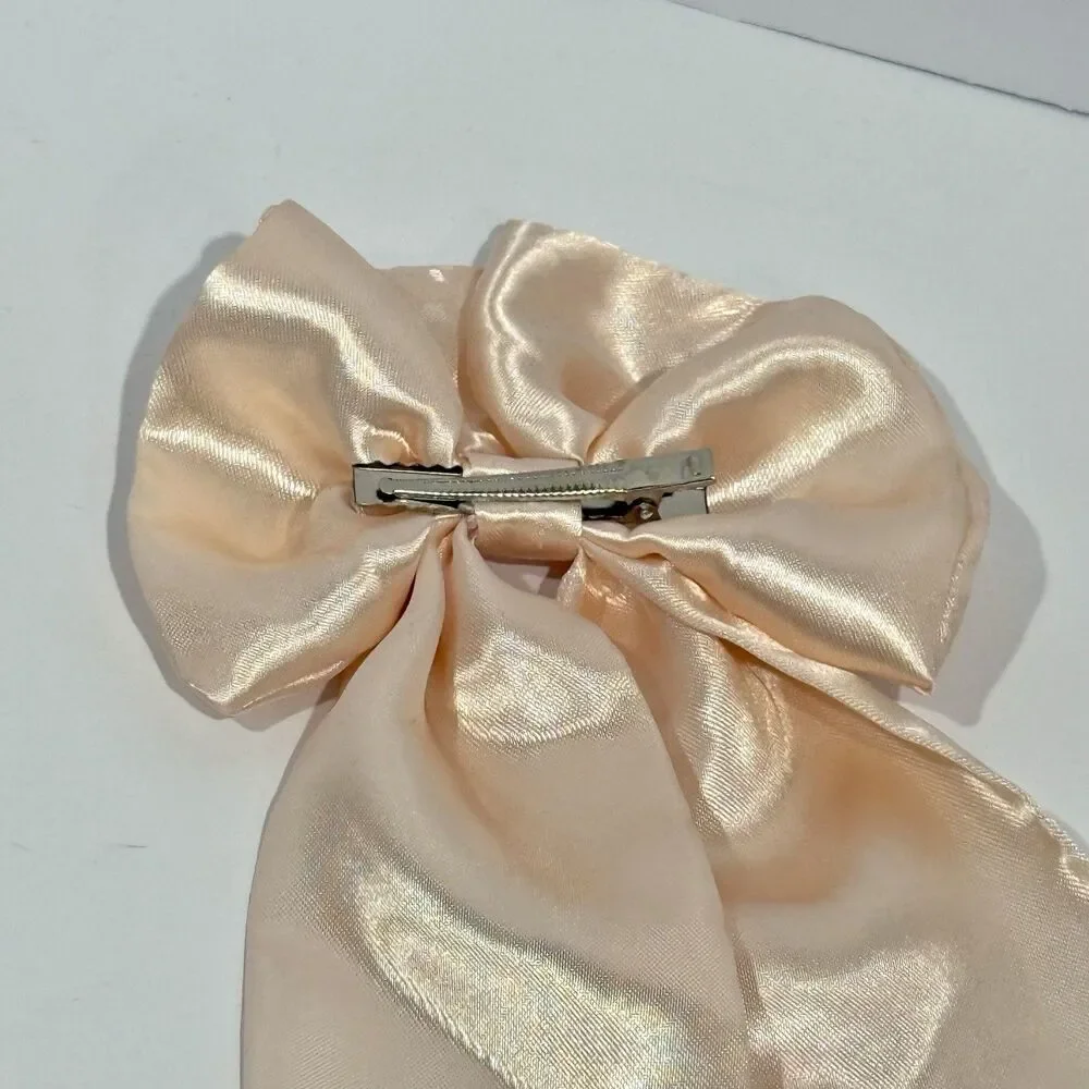 Oversized Satin Bow Bridal Bow Wedding Hair Bow Long Tail Bow Women’s Hair Bow